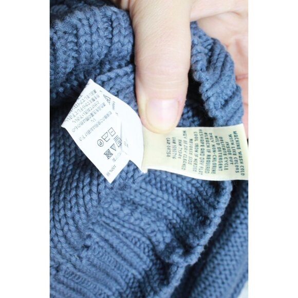 LL Bean Double L Cable Sweater Zip Cardigan Blue Size Small Pet - Picture 6 of 10